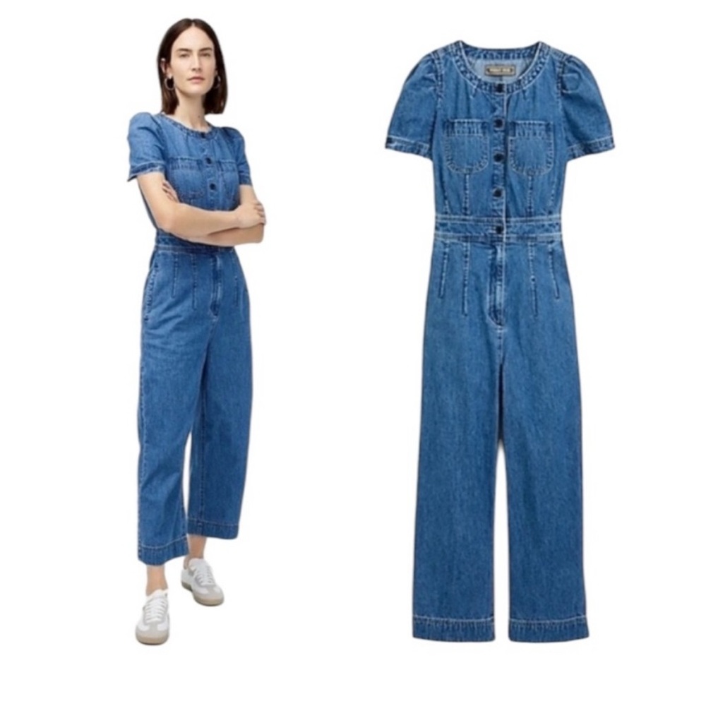 J. CREW Point Sur Patch Pocket Utility Jumpsuit in Indigo Denim